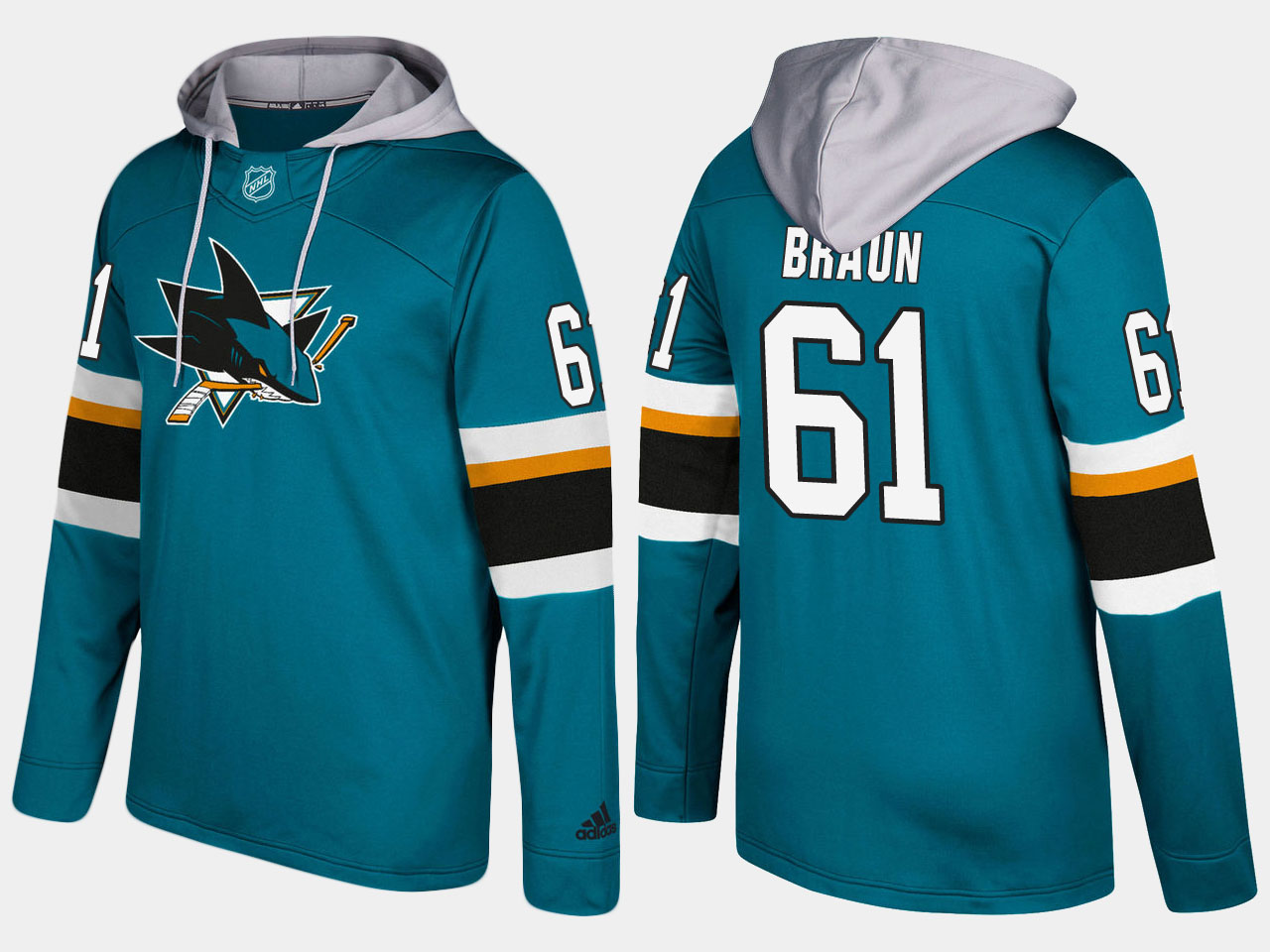 NHL Men San Jose sharks #61  justin braun blue hoodie->san jose sharks->NHL Jersey